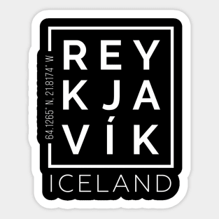 Stylish Reykjavik Iceland City Coordinates Sticker